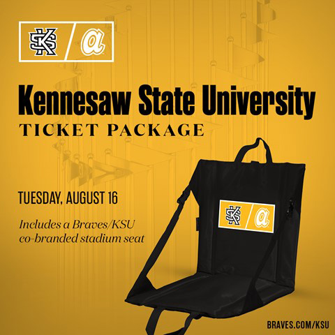 KSU Ticket Package includes a Braves / KSU co-branded stadium seat